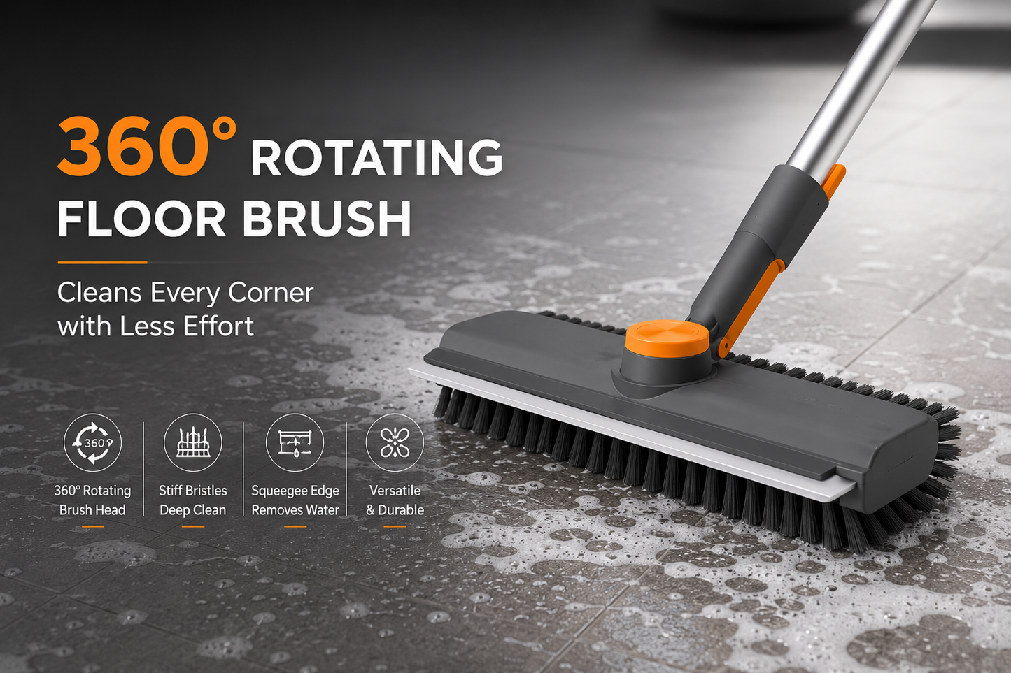 TheLumiWhale 3-in-1 Deep Cleaning Floor Brush
Combines a Stiff Scrub Brush, Water Squeegee, and Corner Cleaner in One Tool. Designed to Tackle Dirt, Soap Scum, and Water Stains on Floors, Walls, Bathrooms, Kitchens, Patios, and Outdoor Surfaces.