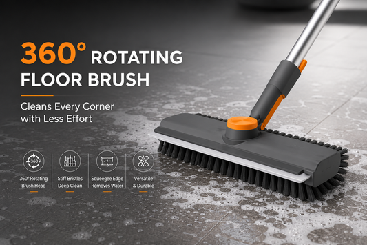 TheLumiWhale 3-in-1 Deep Cleaning Floor Brush
Combines a Stiff Scrub Brush, Water Squeegee, and Corner Cleaner in One Tool. Designed to Tackle Dirt, Soap Scum, and Water Stains on Floors, Walls, Bathrooms, Kitchens, Patios, and Outdoor Surfaces.