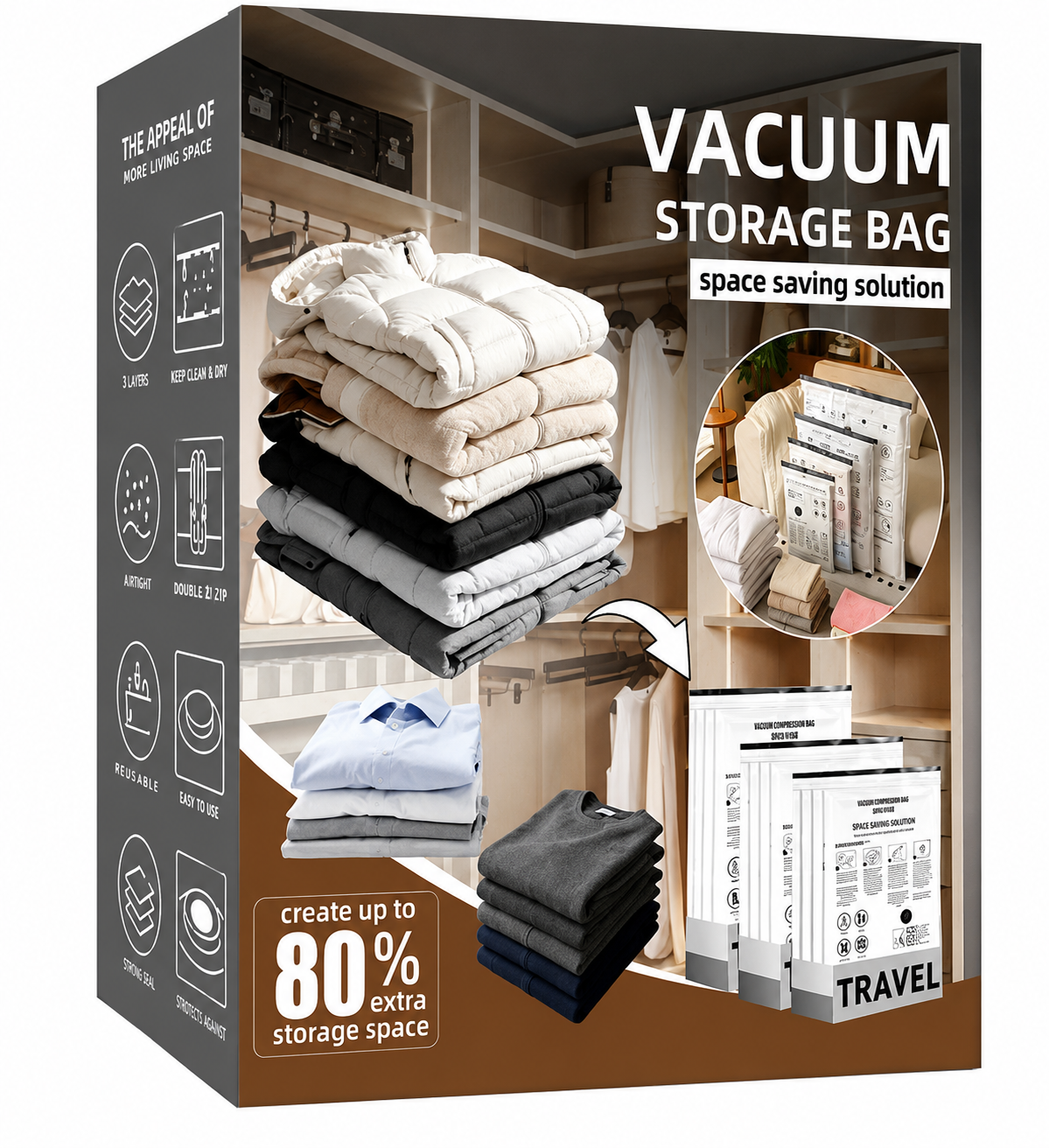 Cordless Travel Vacuum Storage Compression Bag Set – 15-Pack in 3 Sizes – USB Rechargeable Handheld Pump with Built-In Battery – Waterproof & Reusable Space Saver for Clothes & Packing, Perfect for Carry-On Suitcases