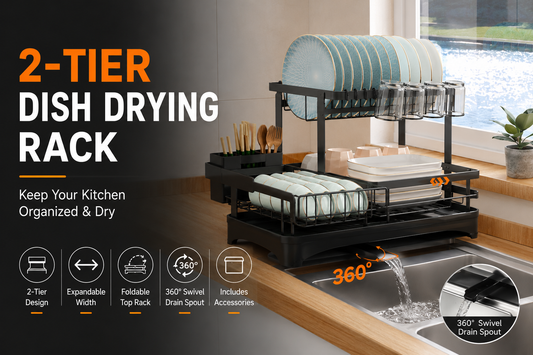 Foldable Over Sink Dish
Drying Rack | Pull-Out 2-Tier
Dish Drainer with Utensil
Holder Space Saving
Kitchen Organizer for Small
Kitchens